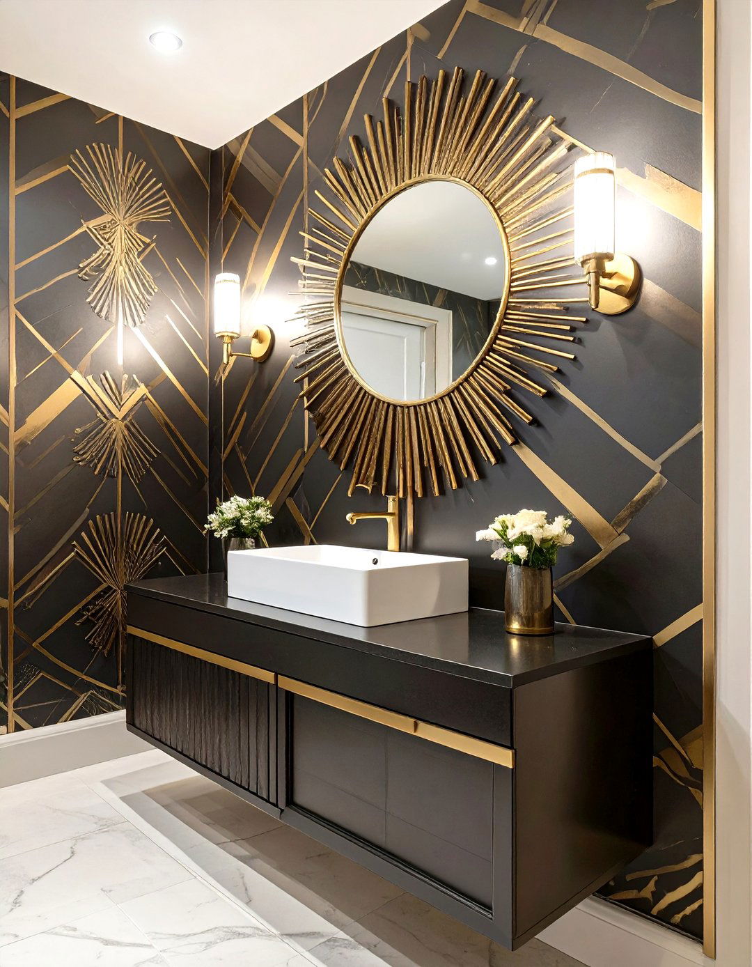 Art Deco Inspired Powder Room - 30 interior design photos ideas