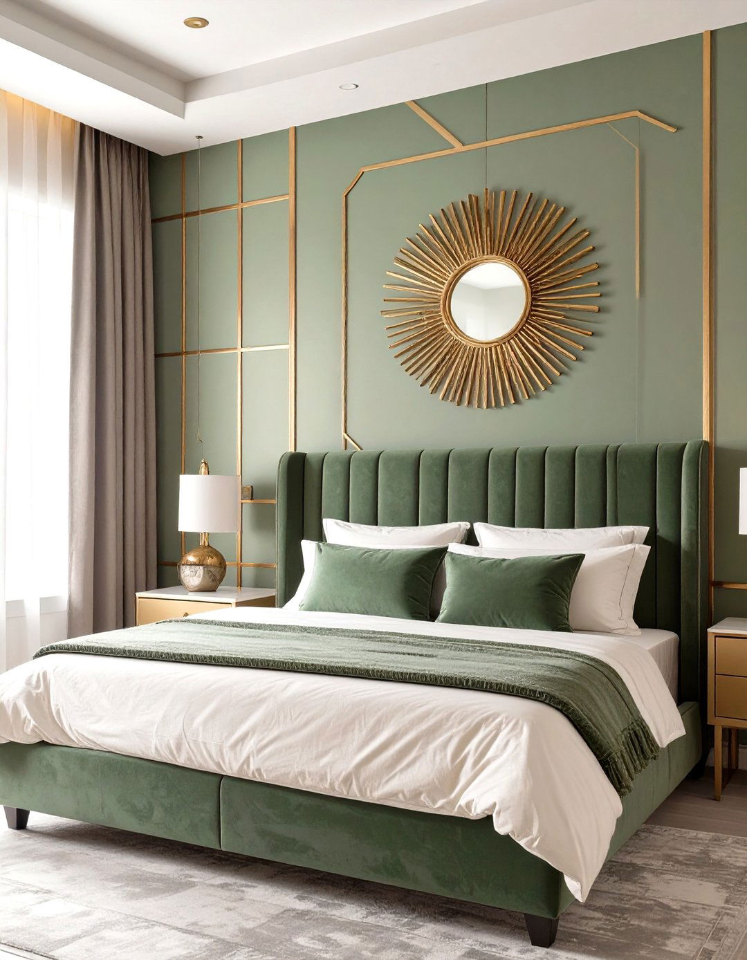 Art Deco Inspired Sage Bedroom - 30 modern sage green bedroom ideas