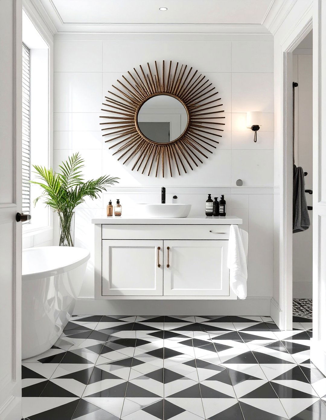 Art Deco Inspired White Bathroom - 30 white bathroom ideas