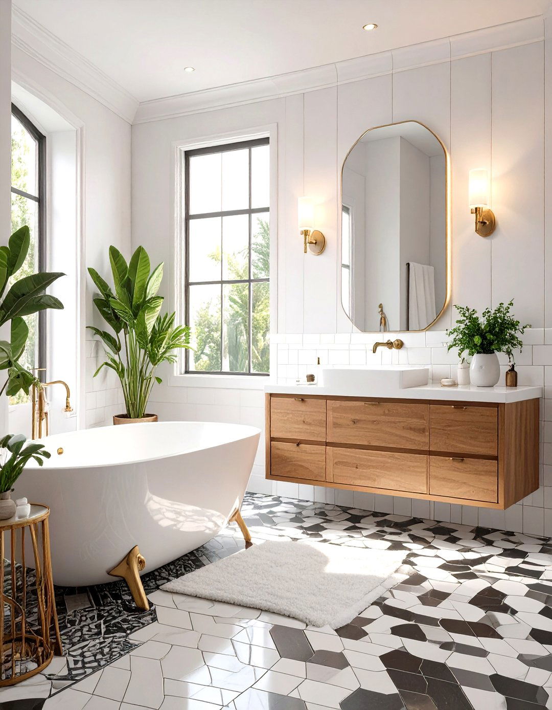 Art Deco Inspired White Bathroom - 30 modern white bathroom ideas