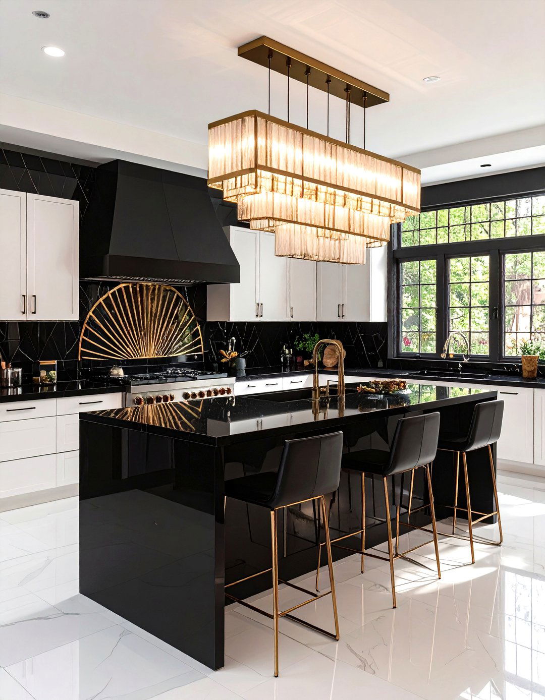 Art Deco Kitchen Glamour with Geometric Lights - 30 kitchen island lighting ideas