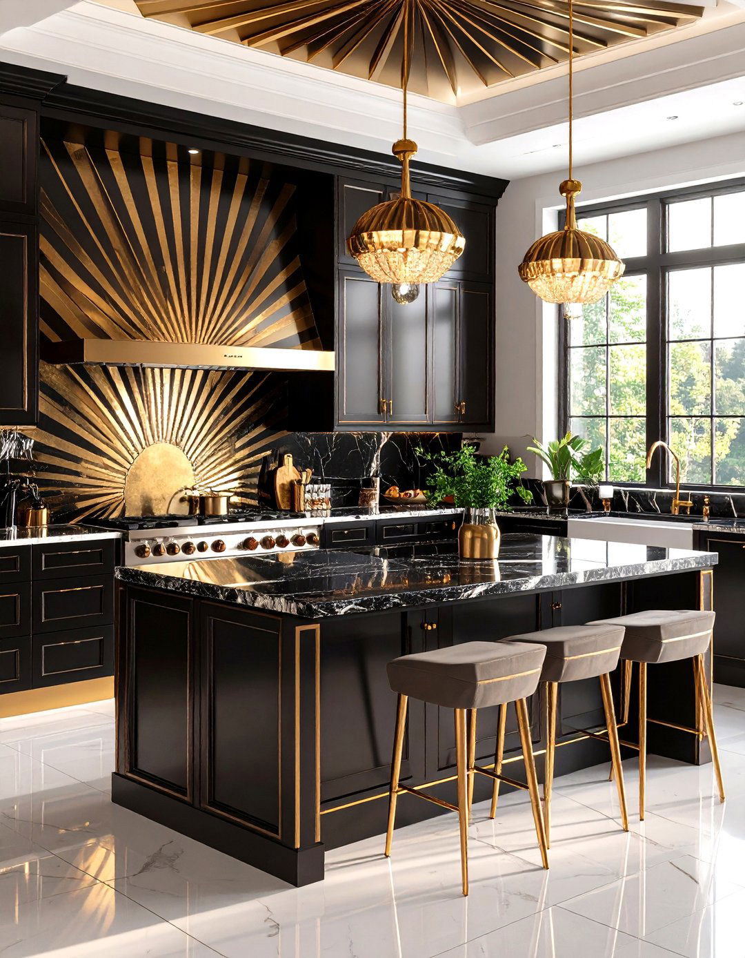 Art Deco Kitchen with Bold Geometry - 30 kitchen wall decor ideas