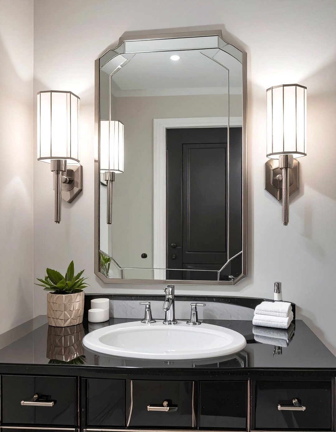 Art Deco Mirrored Sconces - 30 vanity lighting ideas