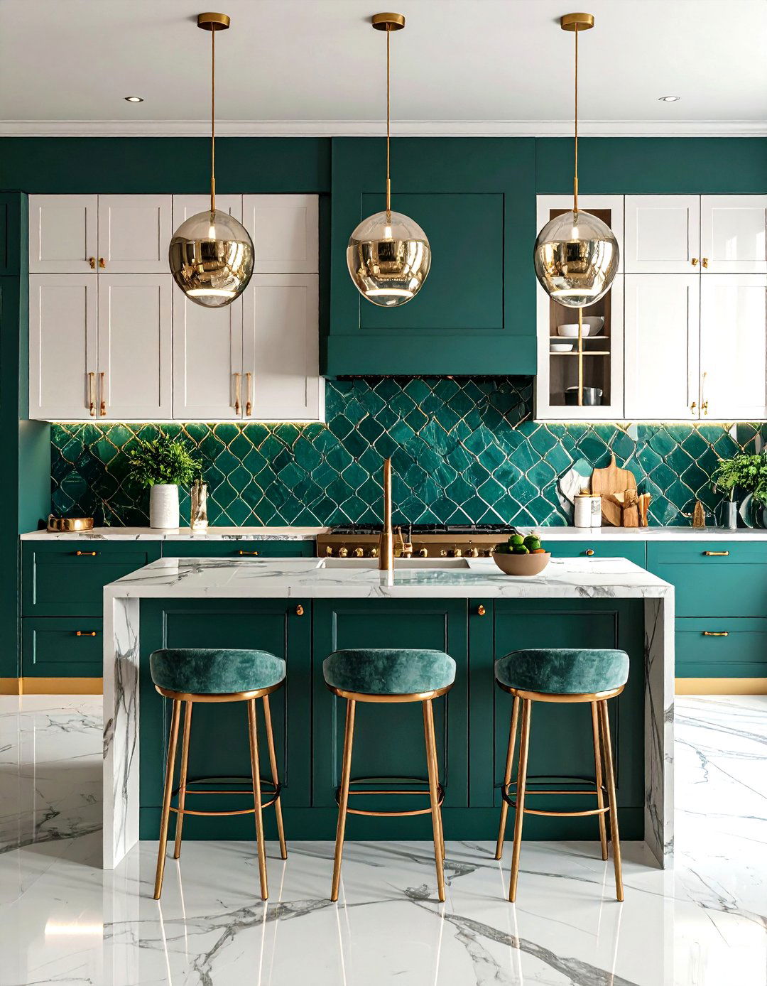 Art Deco Scalloped Tile Kitchen - 30 kitchen backsplash tile ideas