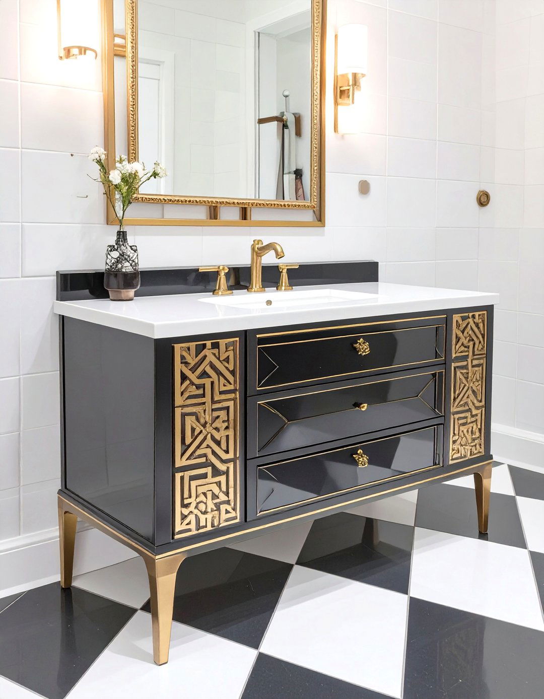 Art Deco Vanity with Geometric Patterns - 30 vanity ideas