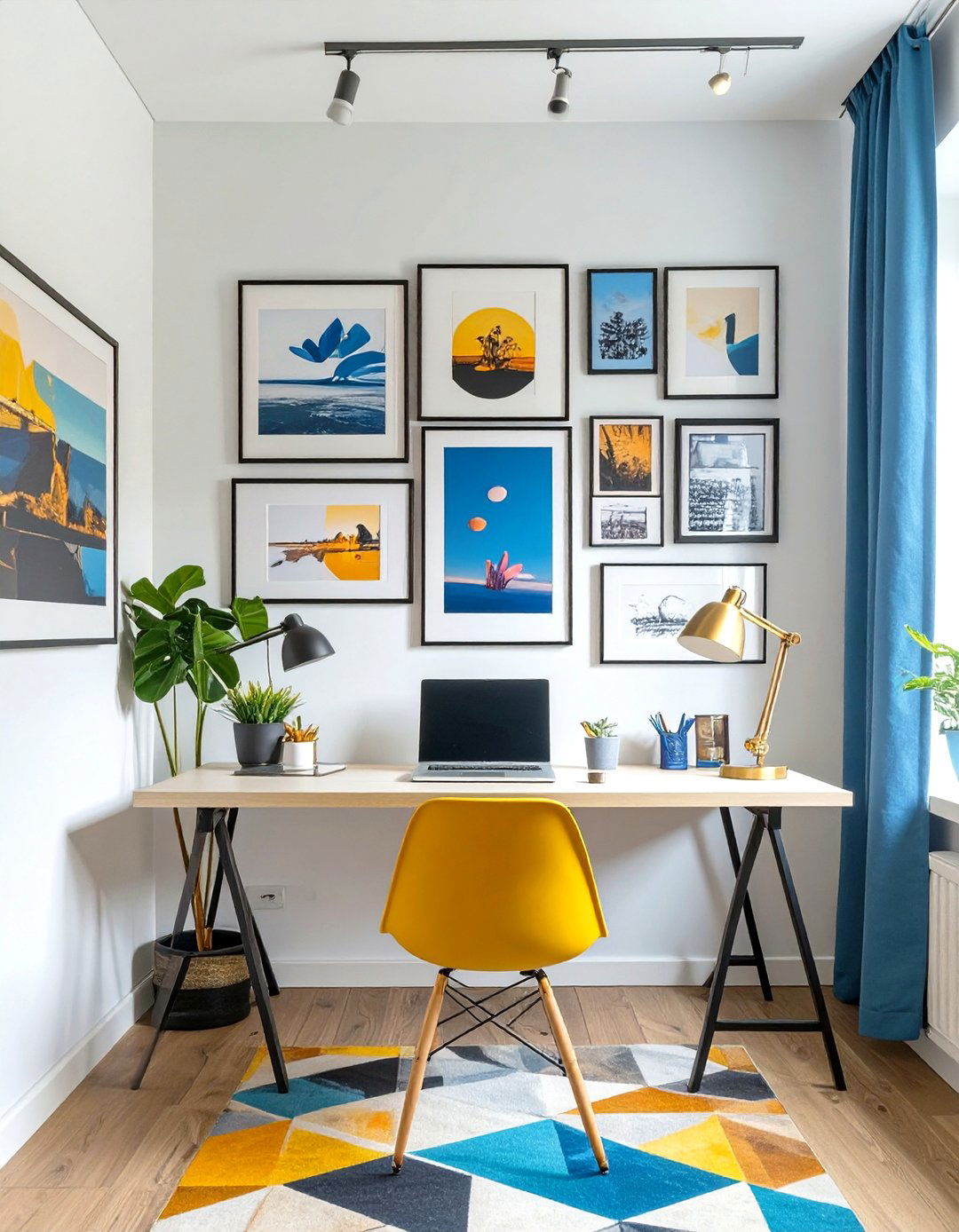 Art Focused Gallery Wall - 30 small office interior design ideas