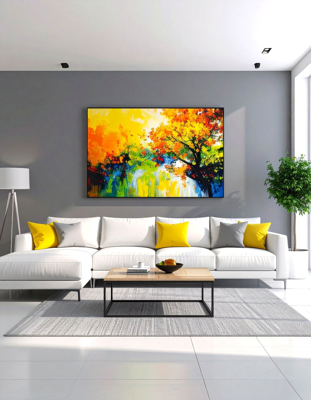 Art Focused Grey and White Living Room - 30 grey and white living room ideas