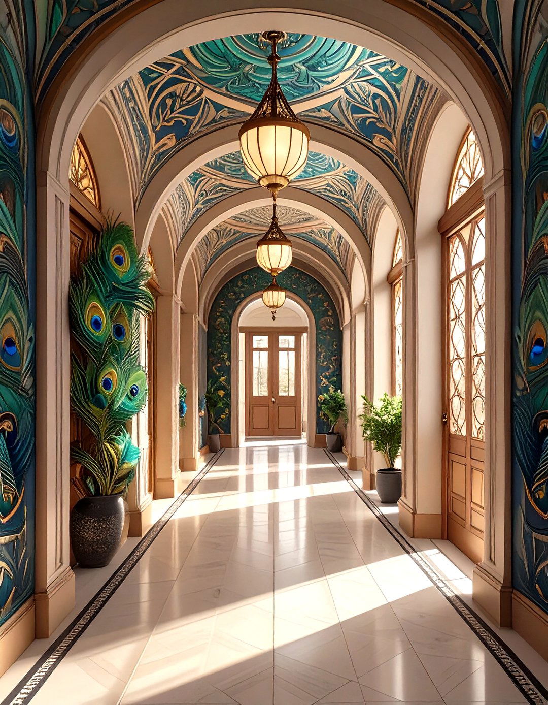 Art Nouveau for a Dramatic Hallway - 30 how to use wallpaper in interior design ideas