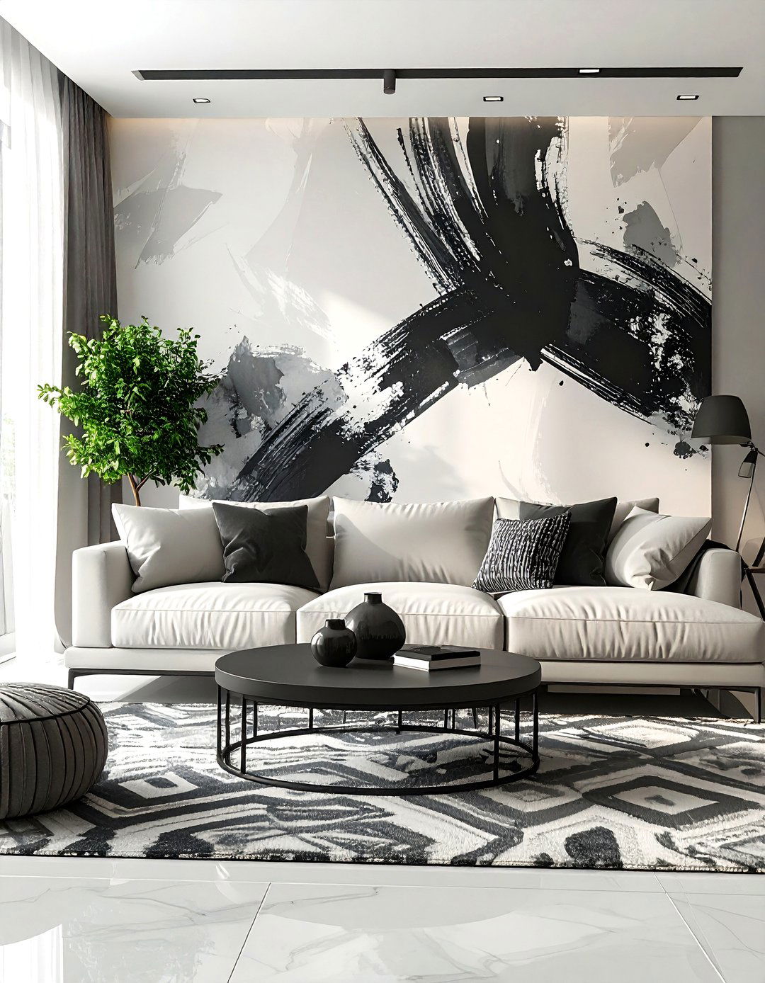 Artistic Brushstroke Living Room - 30 living room wallpaper ideas