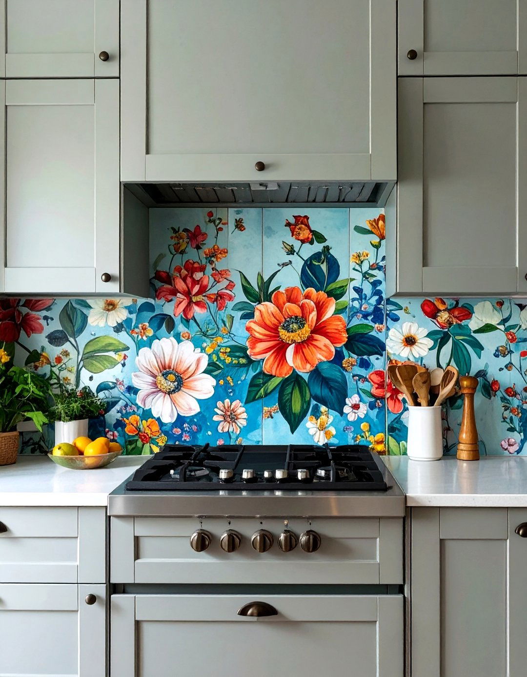 Artistic Hand Painted Tile Kitchen Backsplash - 30 backsplash kitchen ideas