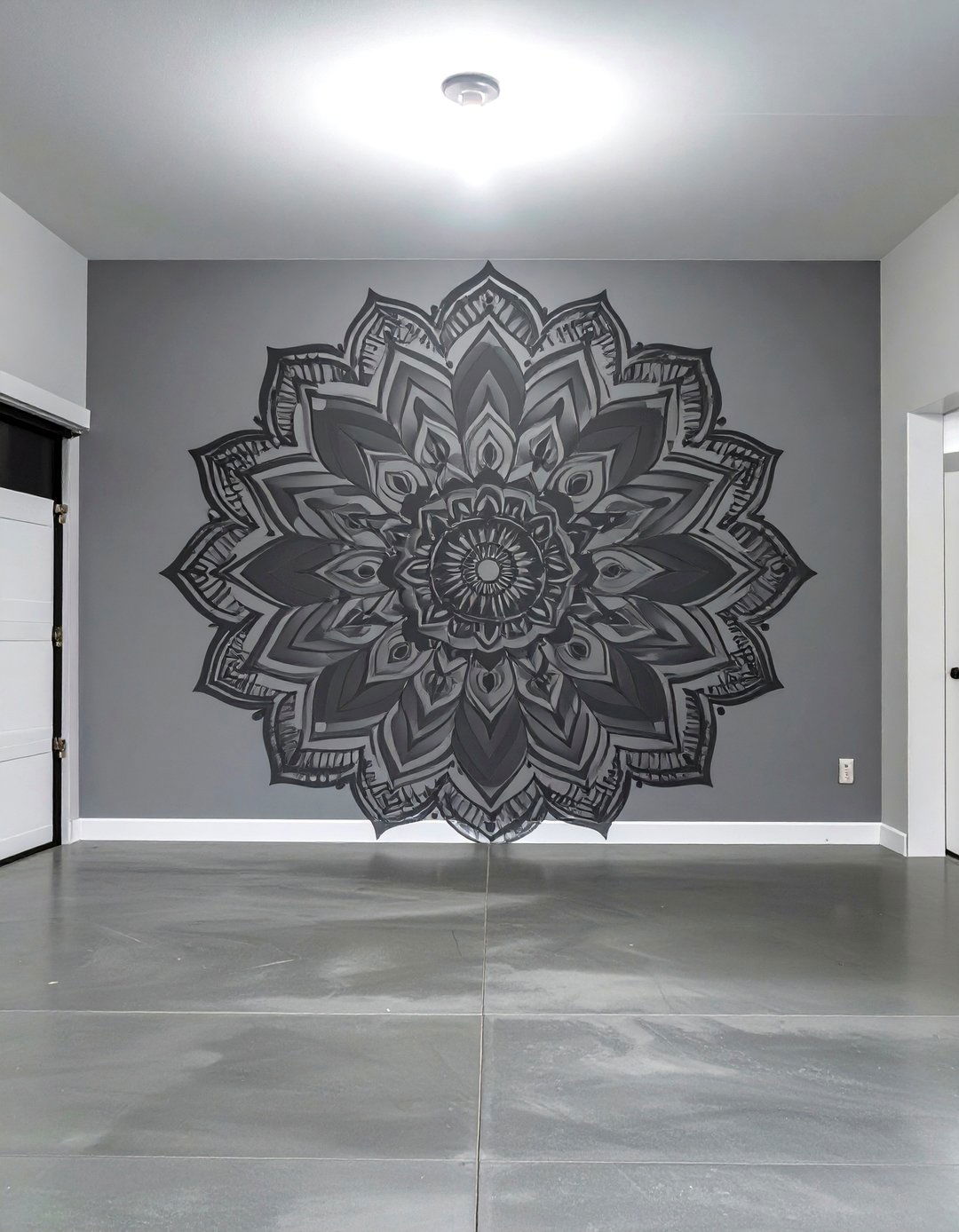 Artistic Stencil Wall Mural - 30 cheap garage wall ideas