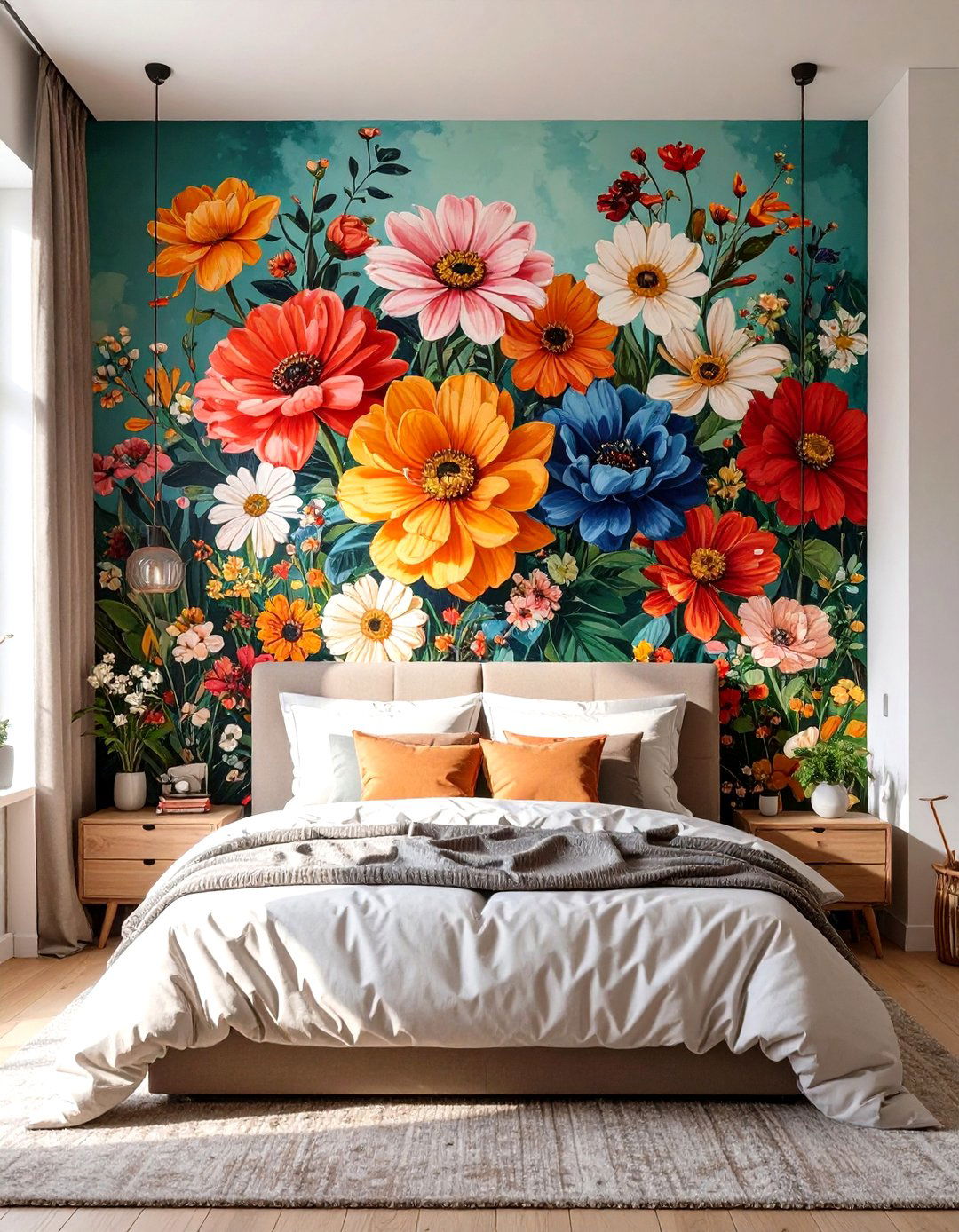 Artsy Bedroom with a Hand Painted Mural - 30 women bedroom ideas