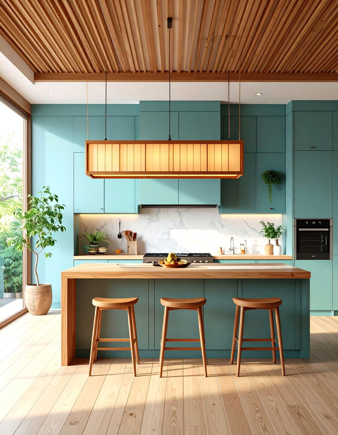 Asian Inspired Kitchen with Shoji Style Lighting - 30 kitchen lighting design ideas