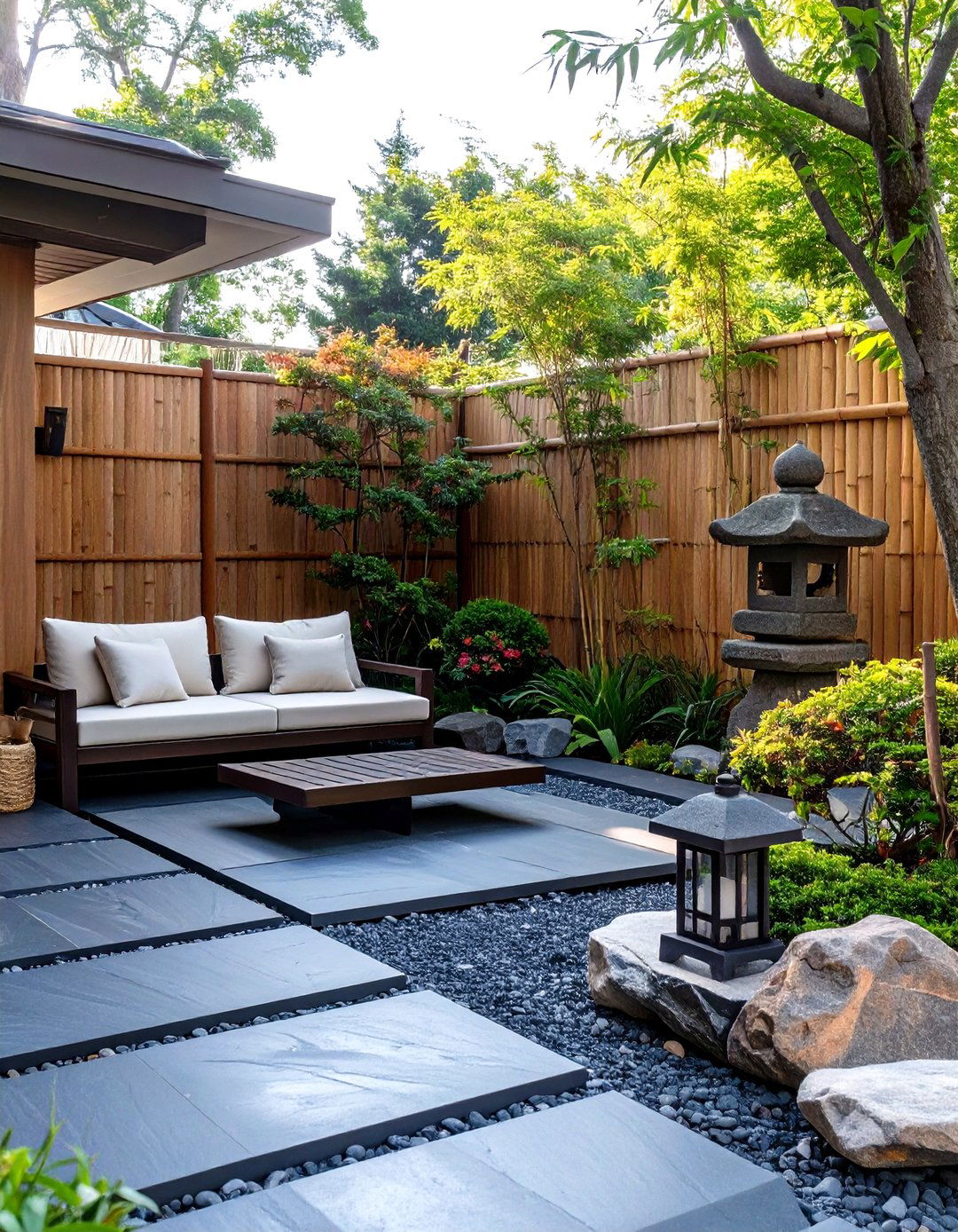 Asian Inspired Patio with Bamboo and Stone - 30 outdoor patio design pictures ideas