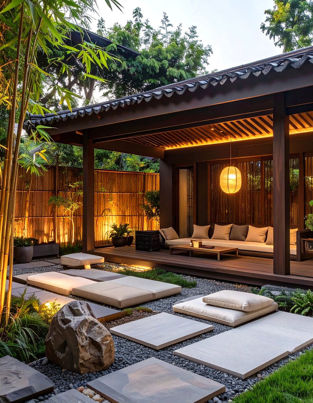 Asian Inspired Zen Garden Retreat - 30 covered patio ideas attached to house