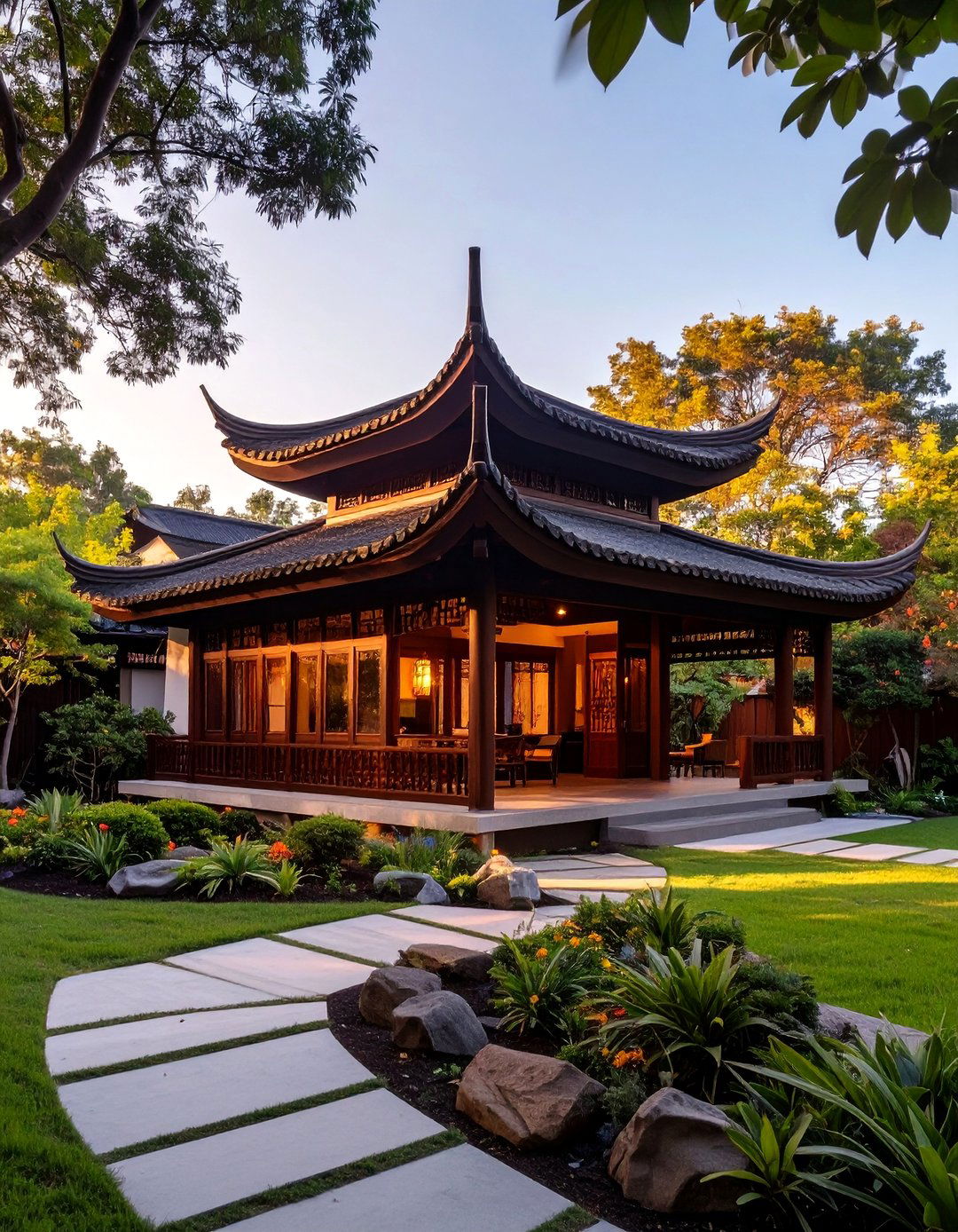 Asian Pagoda Roof Bungalow - 30 bungalow house design ideas