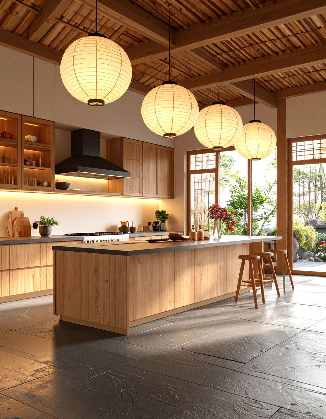 Asian Zen Kitchen Paper Lanterns - 30 kitchen lights ideas