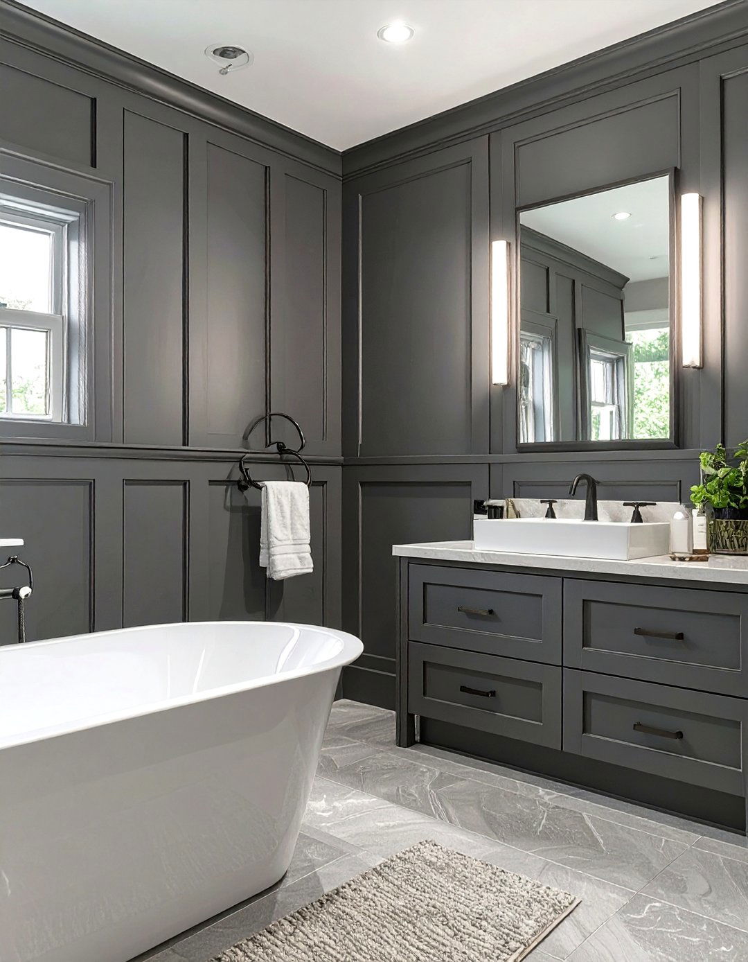 Asymmetrical Bathroom Wainscoting Design - 30 bathroom wainscoting ideas