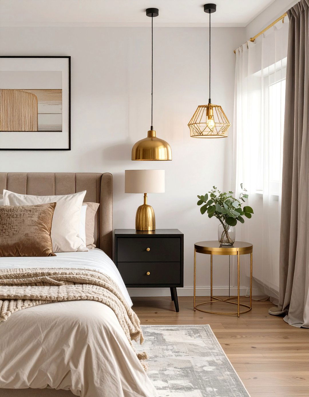 Asymmetrical Design Layout - 30 black and gold bedroom ideas