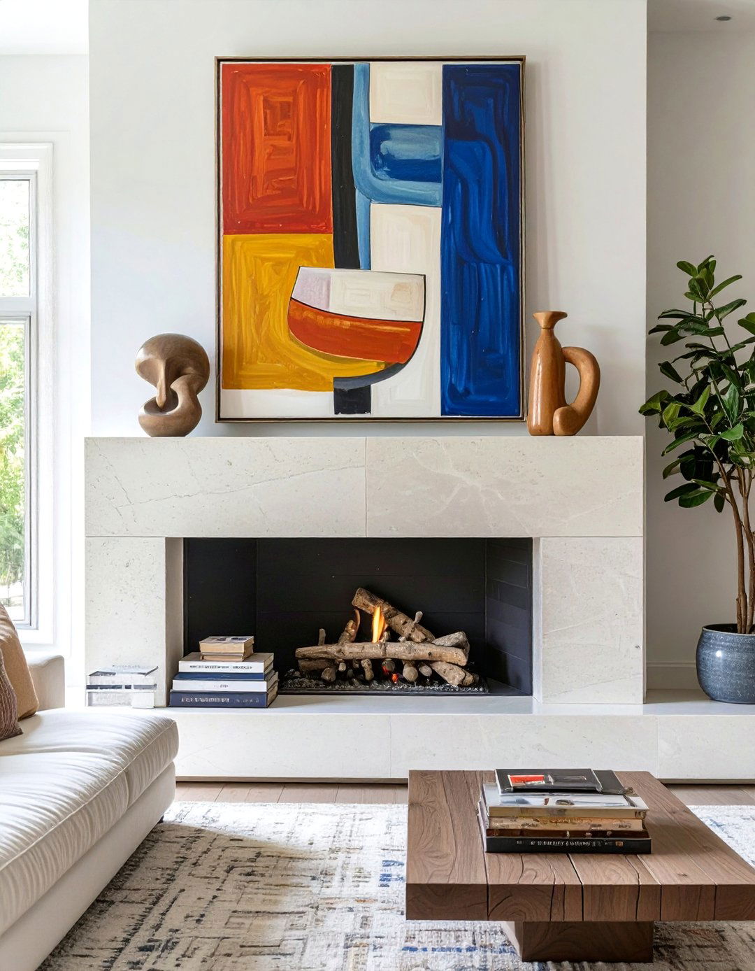 Asymmetrical Fireplace Decor - 30 balance in interior design ideas