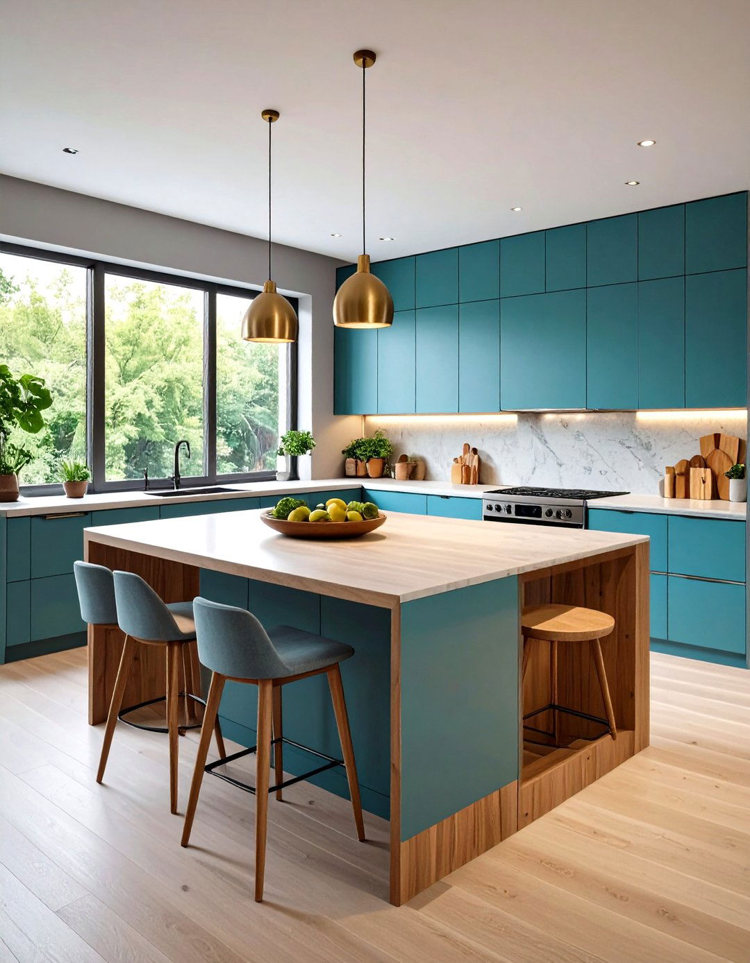 Asymmetrical Kitchen Island Composition - 30 kitchen layout ideas with island