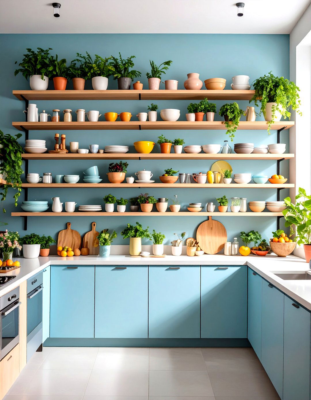 Asymmetrical Kitchen Shelf Layout - 30 kitchen shelving ideas