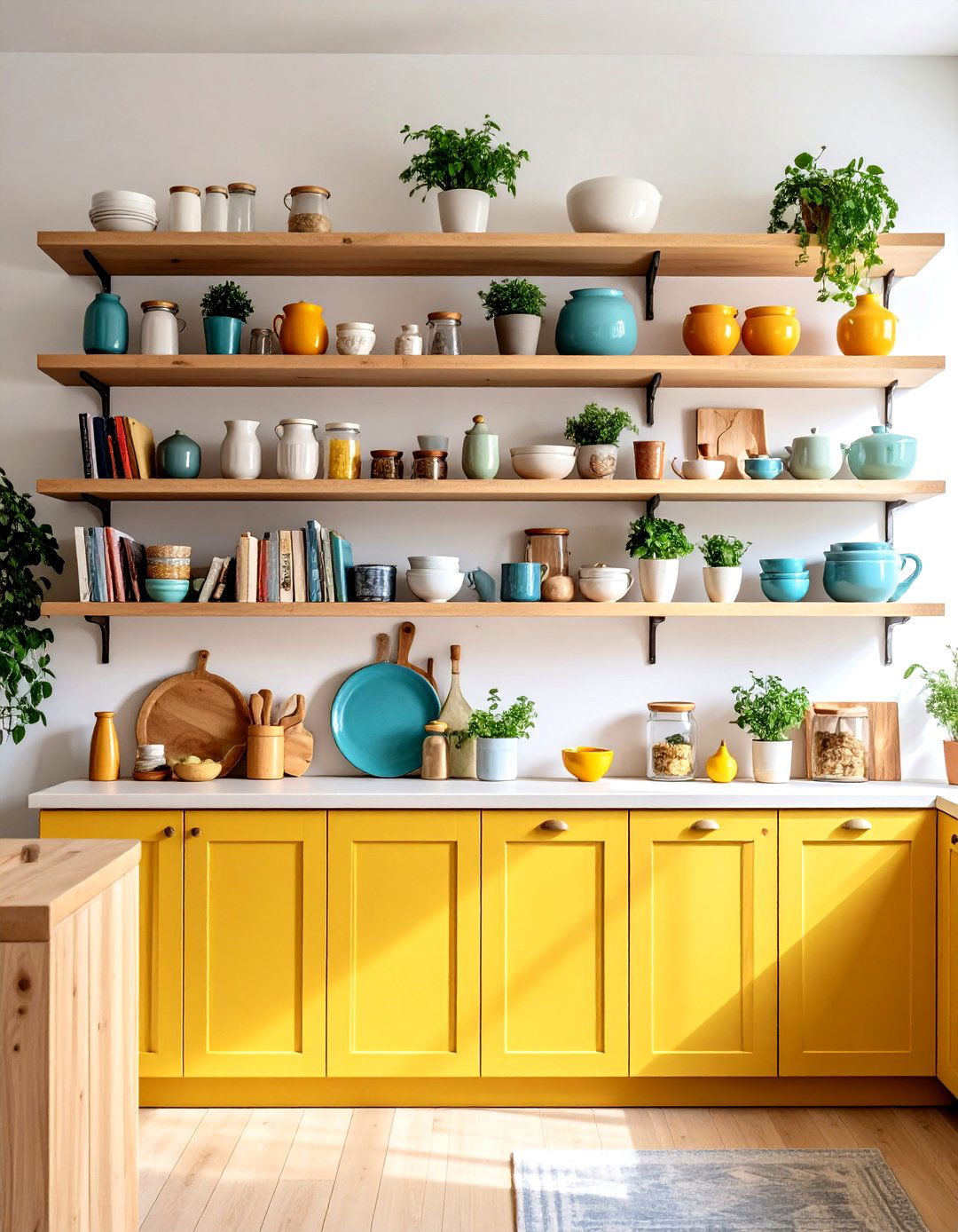 Asymmetrical Kitchen Shelves Layout - 30 kitchen shelves ideas