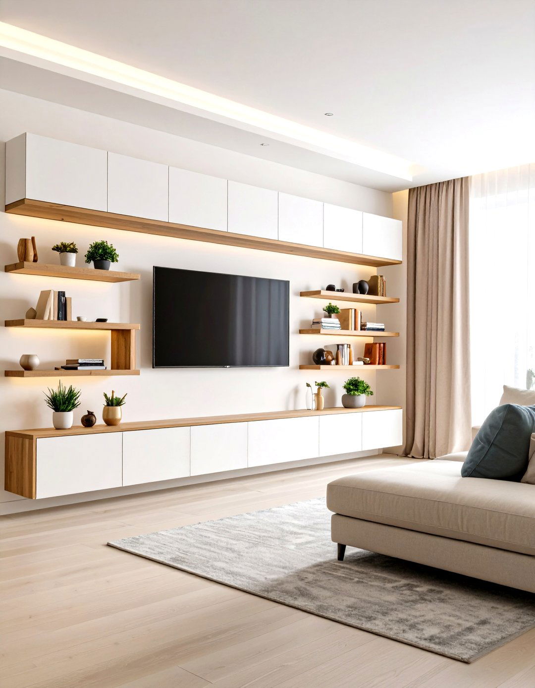 Asymmetrical Modern Living Room Wall Unit - 30 living room entertainment center ideas