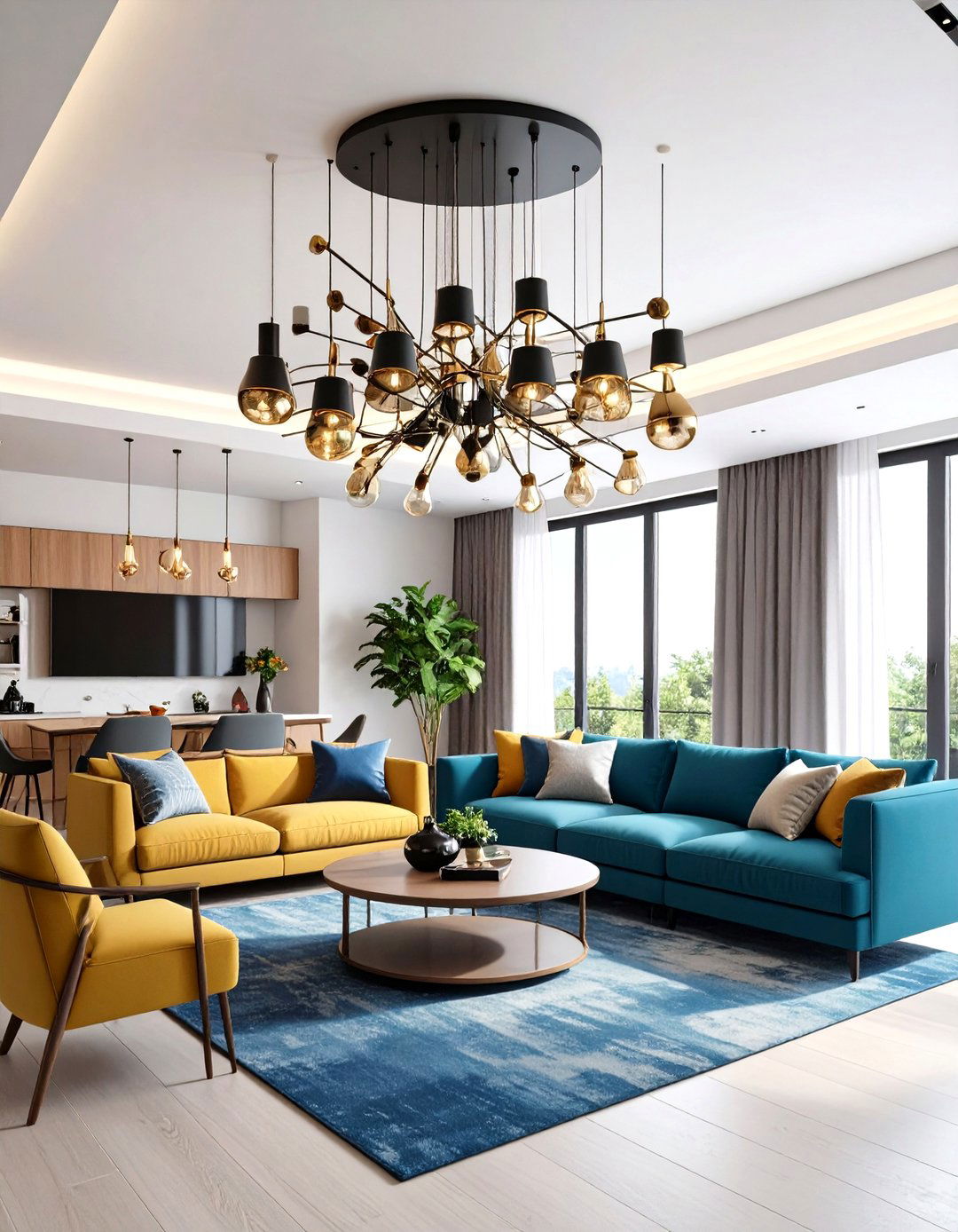 Asymmetrical Modern Mobile living room ceiling lighting - 30 living room ceiling lighting ideas