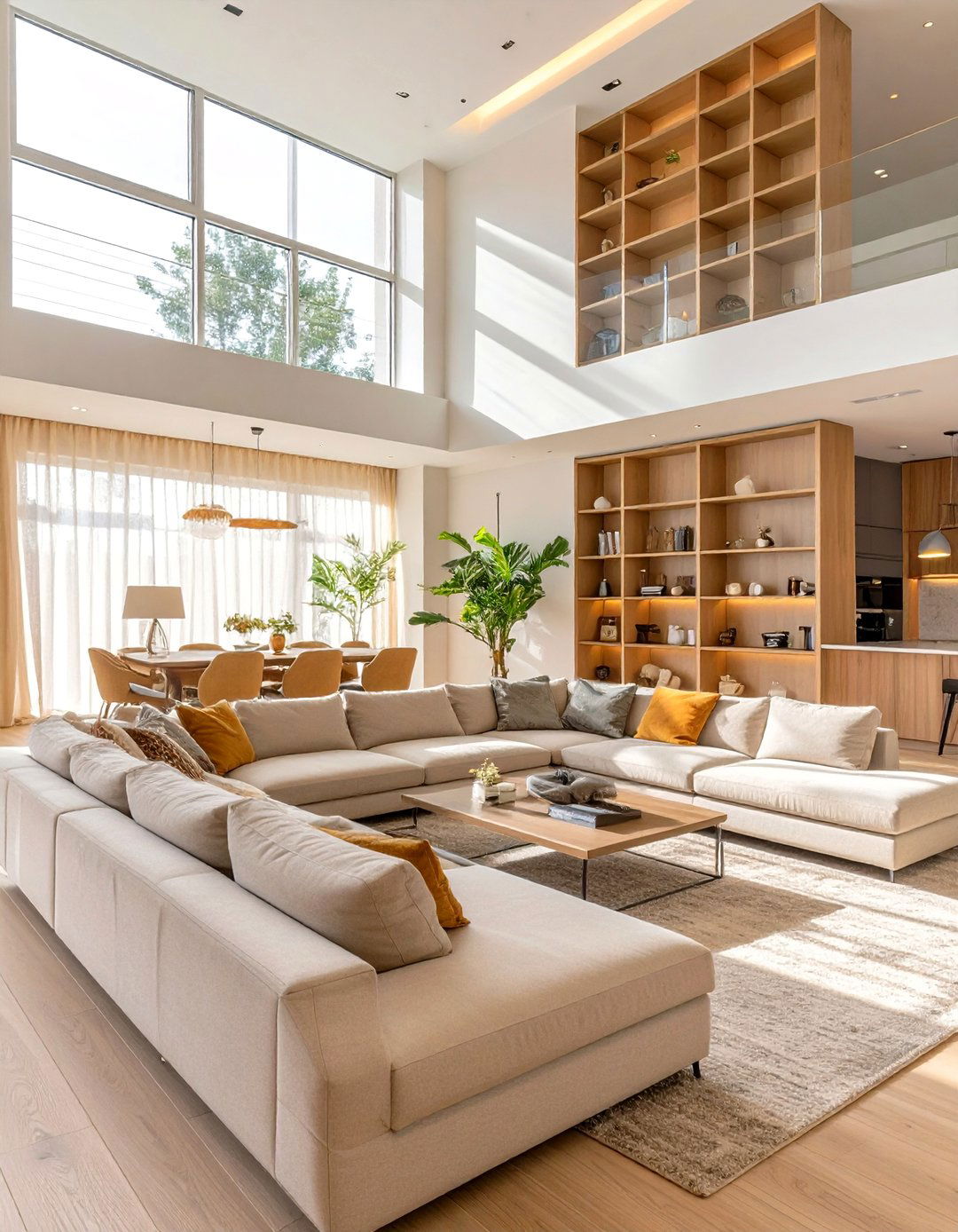 Asymmetrical Open Concept Living - 30 balance in interior design ideas