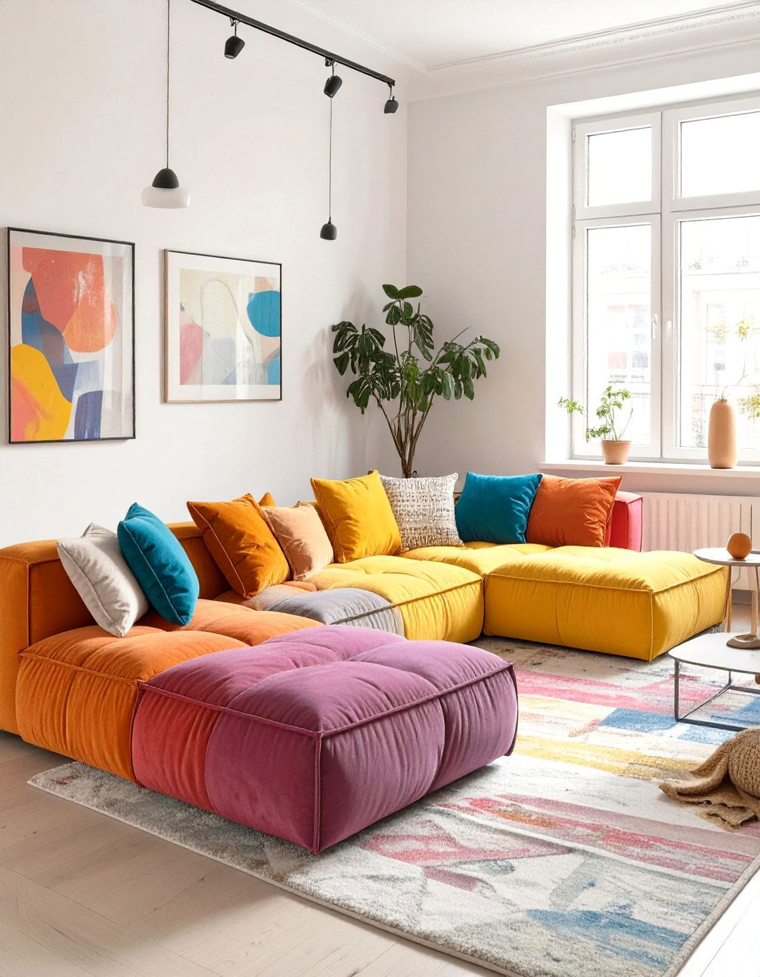 Asymmetrical Sectional for Visual Interest - 30 small living room sectional layout ideas