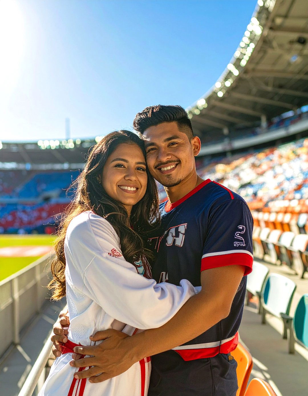 At Your Favorite Sports Game - 30 outdoor engagement photo ideas