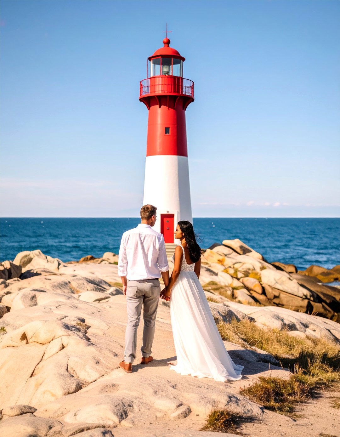 At a Lighthouse by the Sea - 30 outdoor engagement photo ideas