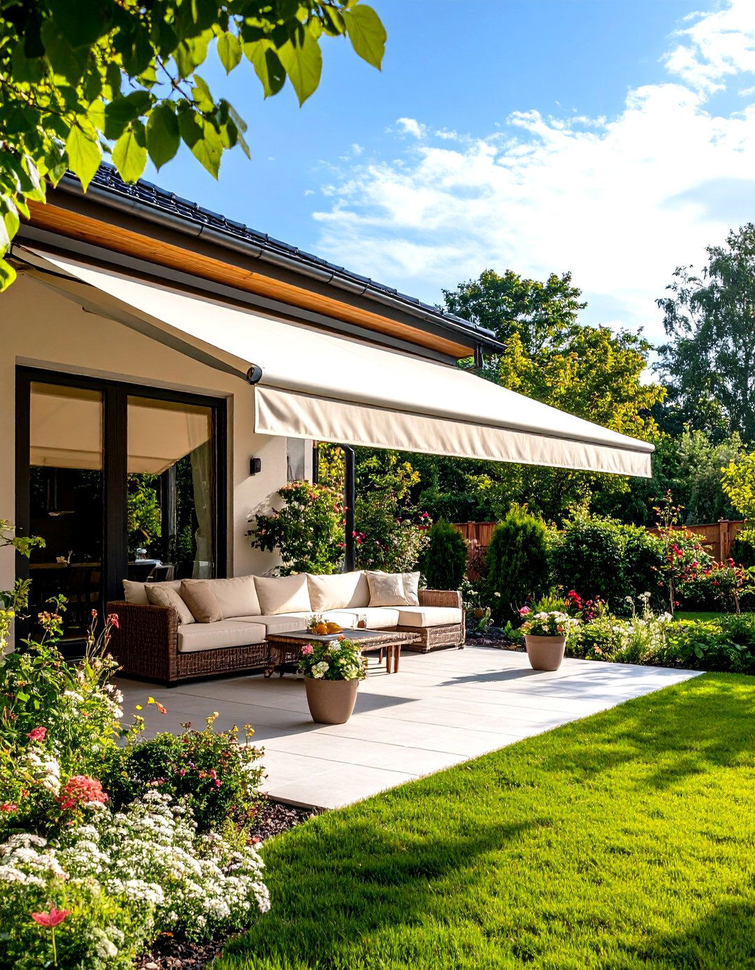 Attached Awning with Side Panels - 30 patio roof ideas attached to house