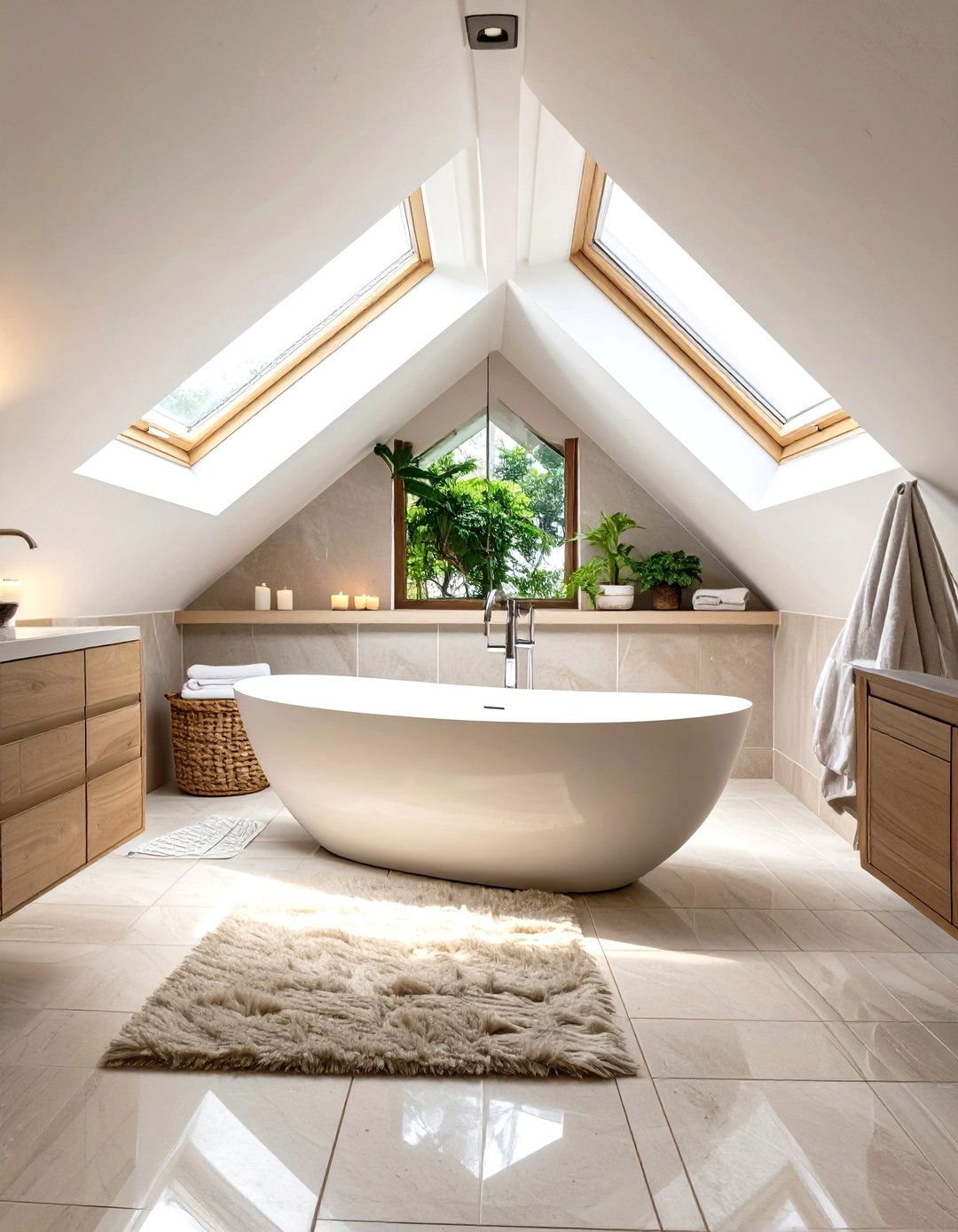 Attic Bedroom with a Freestanding Tub - 30 modern attic bedroom ideas