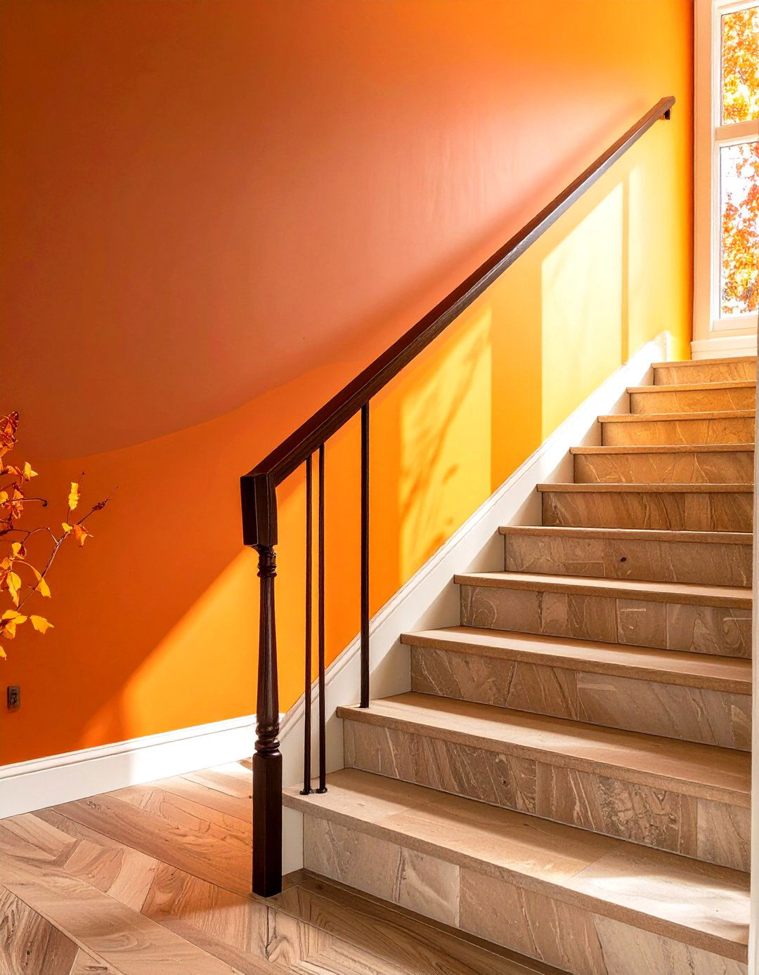 Autumnal Forest Staircase Wall - 30 gradation in interior design ideas