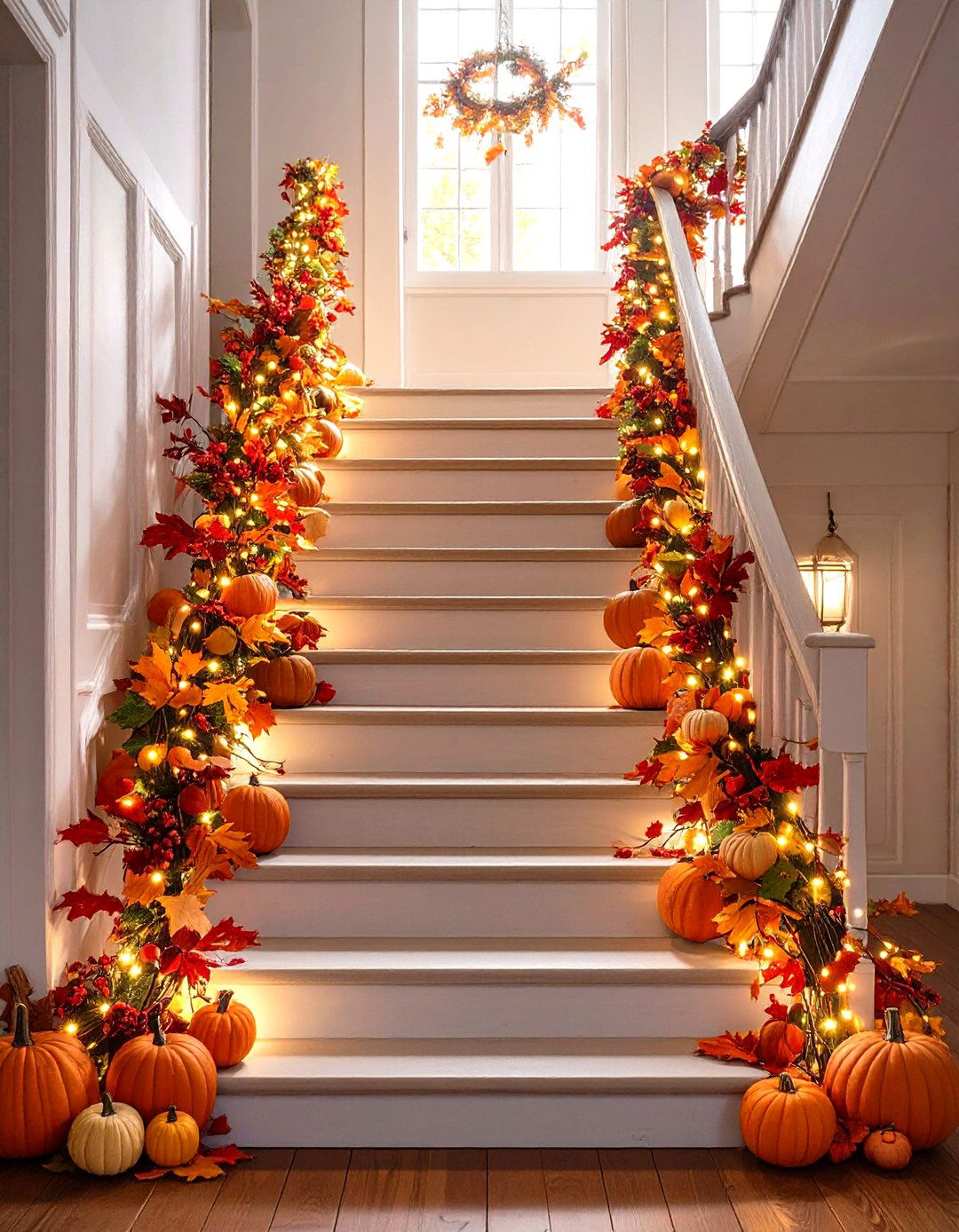 Autumnal Harvest Garland Theme - 30 garland on stairs ideas