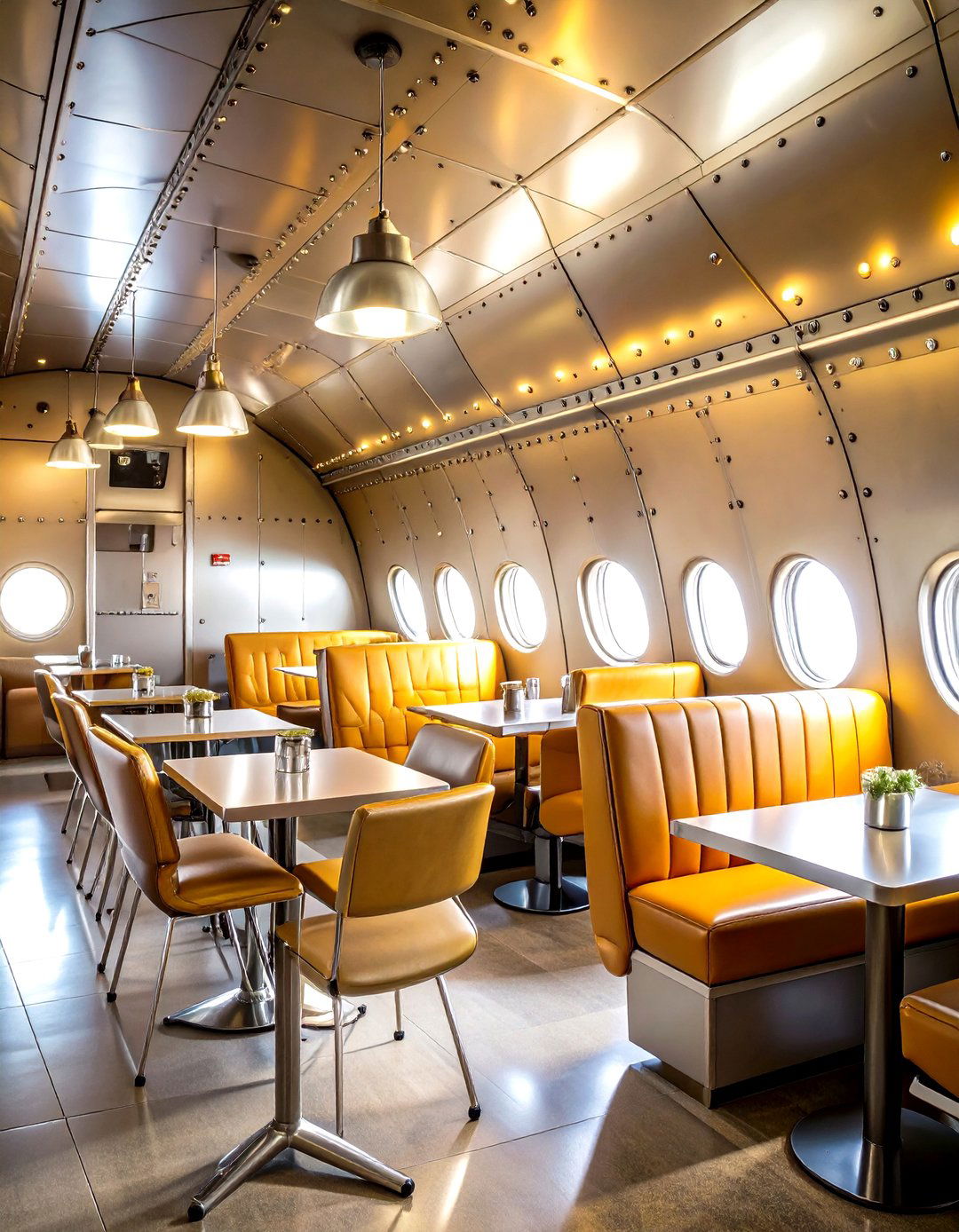 Aviation Theme with Aluminum and Rivets - 30 restaurant interior design ideas