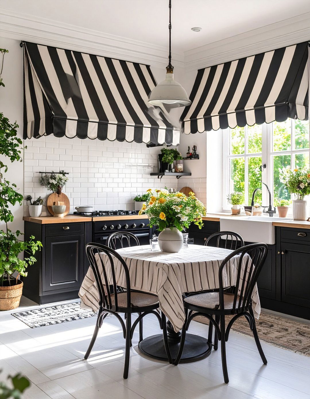 Awning Style Striped Kitchen Valance - 30 kitchen valance ideas