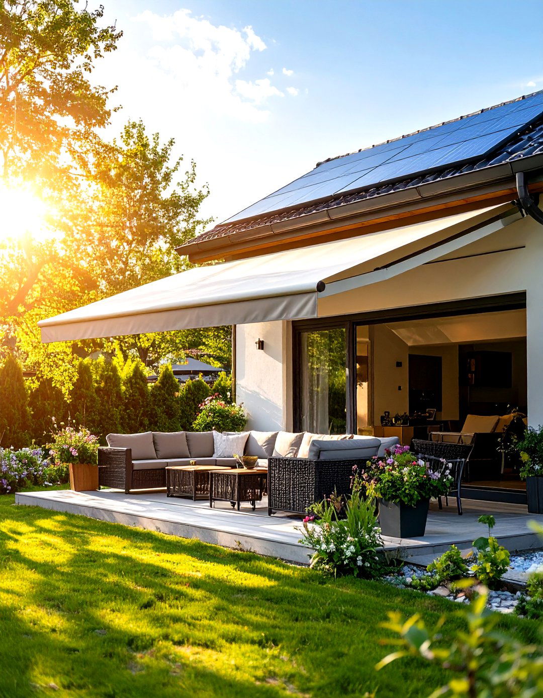 Awning with Side Panels - 30 patio covering ideas