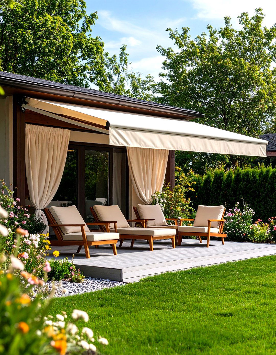 Awnings with Side Panels - 30 patio sun shade ideas