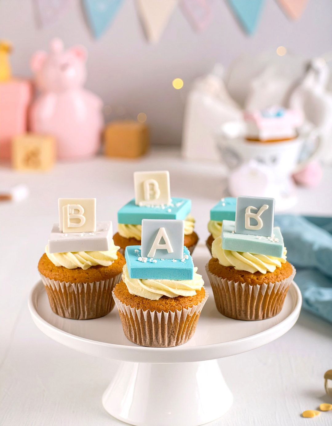 Baby Blocks ABC Cupcakes - 30 baby shower cupcake ideas