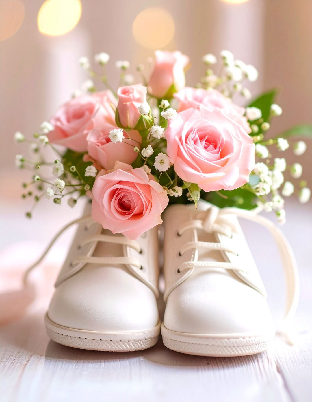 Baby Shoe Flower Vase - 30 baby shower centerpiece ideas