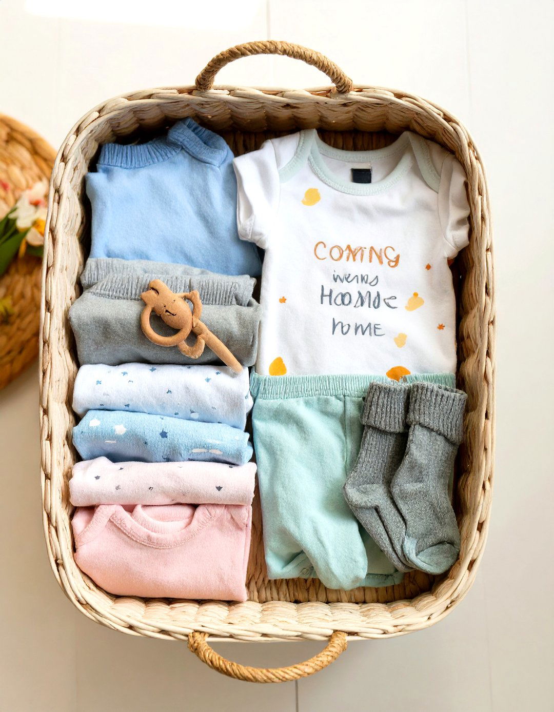 Babys First Wardrobe Basket - 30 baby shower basket ideas