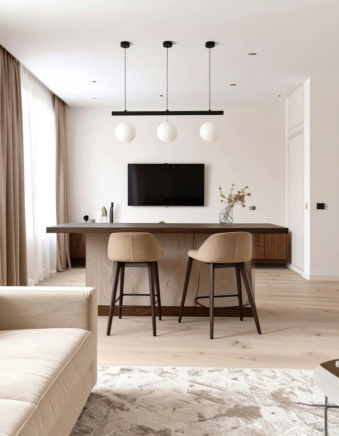 Back of the Sofa Console Dining Table - 30 small living room ideas with tv and dining table