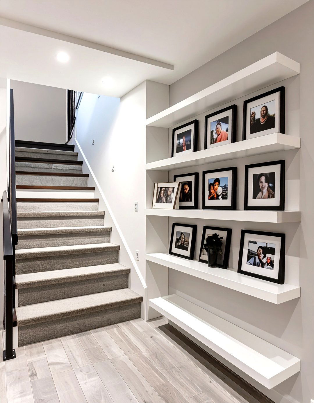 Back of the Staircase Storage Shelves - 30 basement shelving ideas