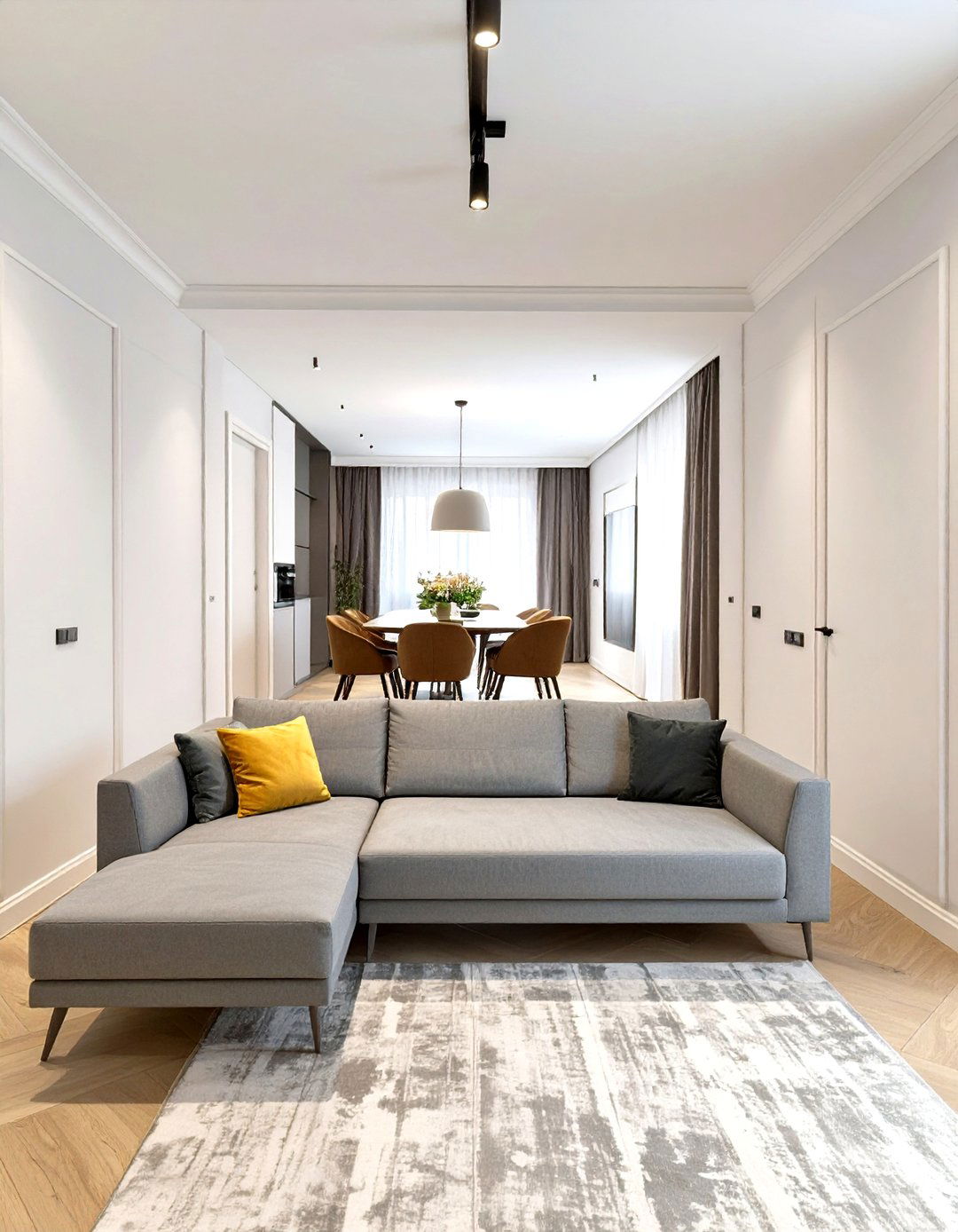 Backless Sofa for an Unobstructed View - 30 small living room dining room combo layout ideas