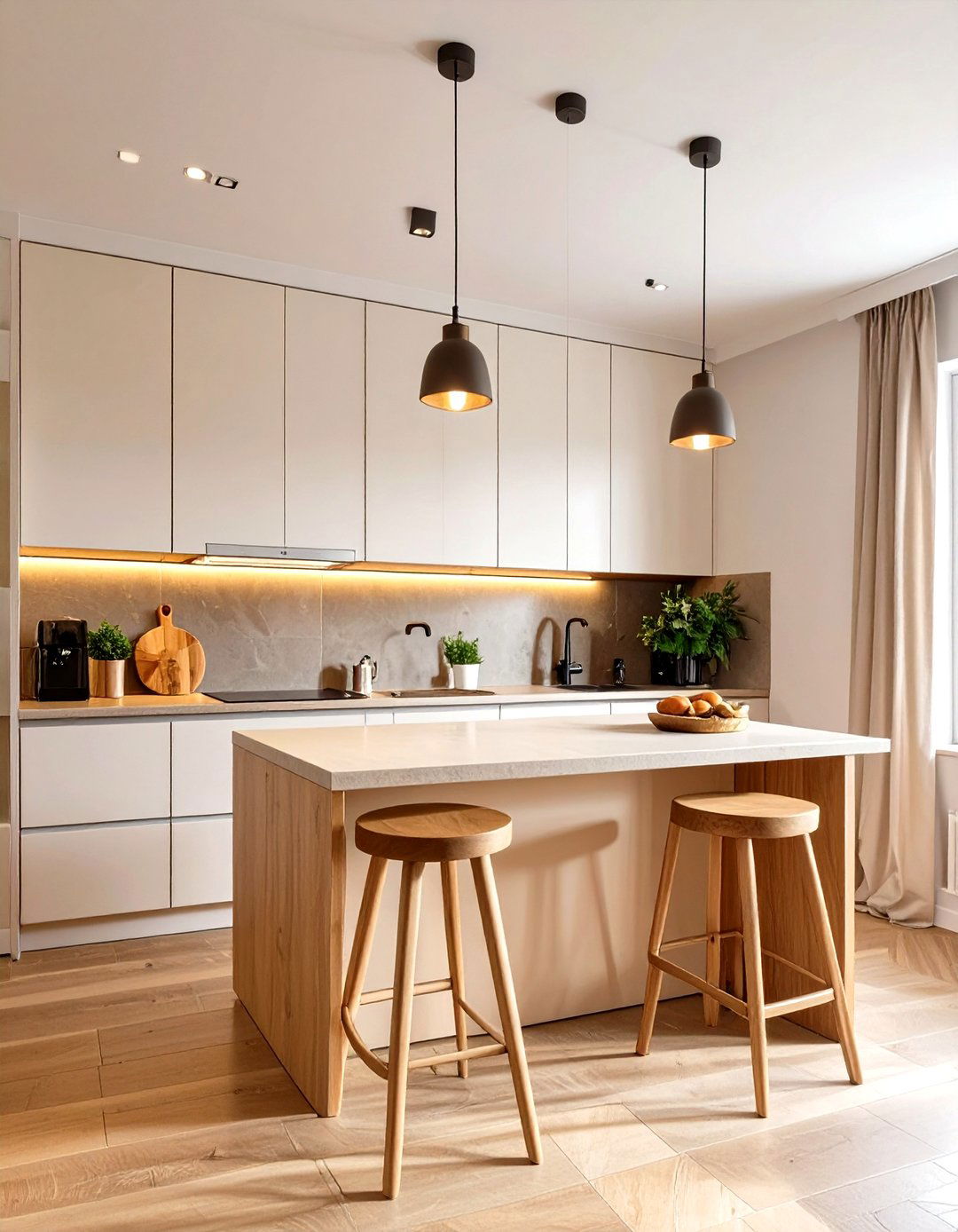 Backless Stools for a Small Kitchen Island - 30 small kitchen ideas with island
