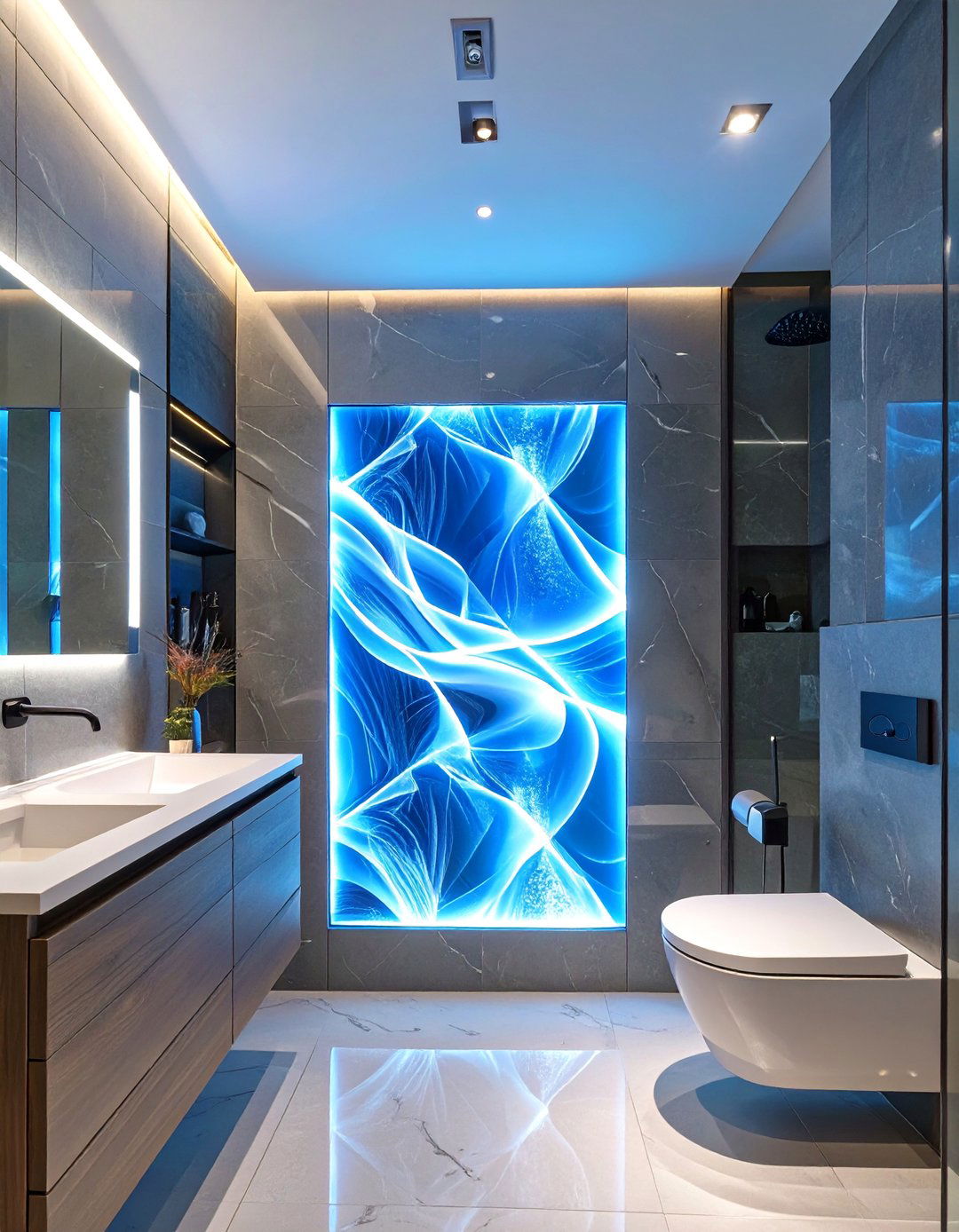 Backlit Art Panels - 30 bathroom wall art ideas