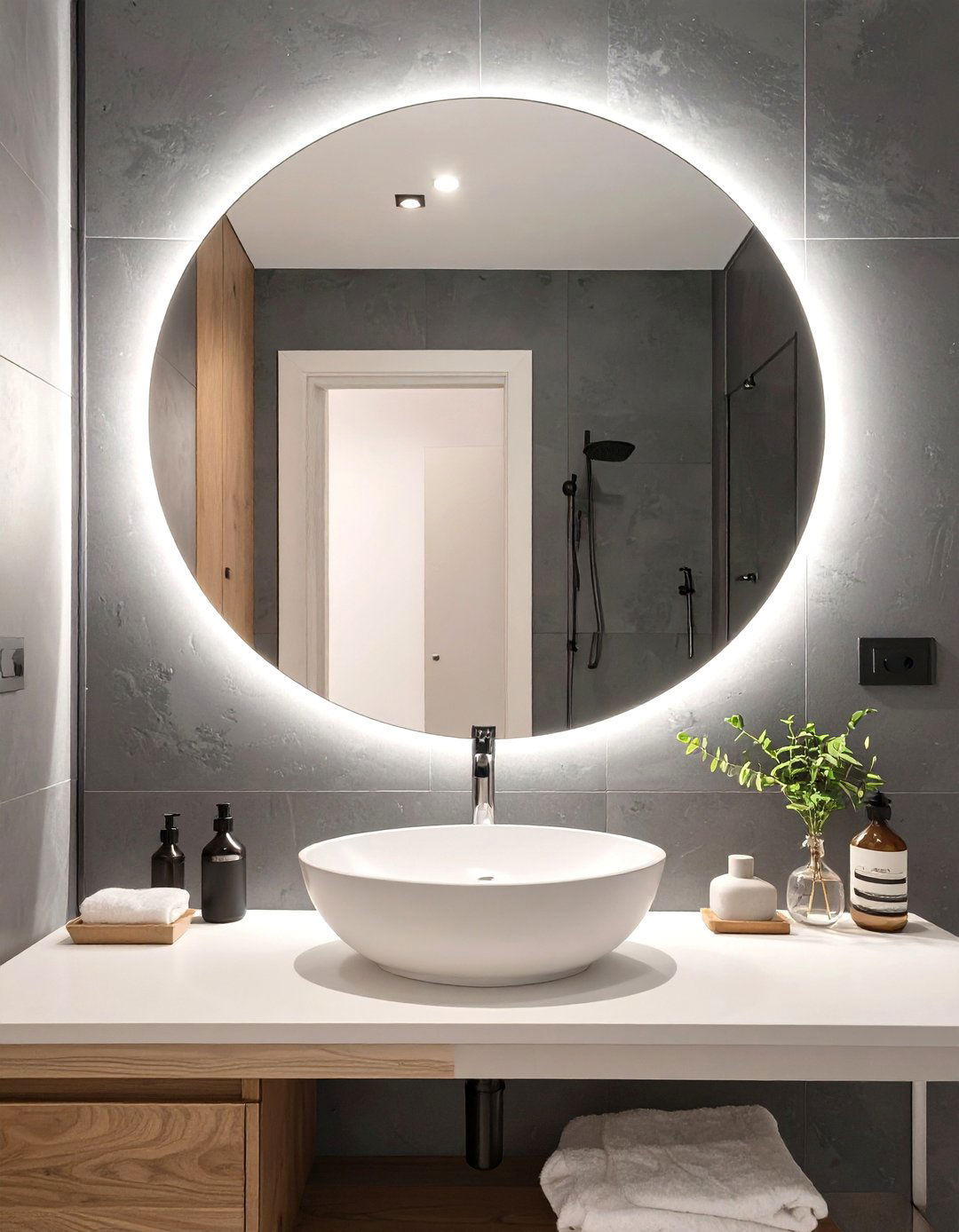 Backlit Mirror Half Bathroom - 30 modern half bathroom ideas